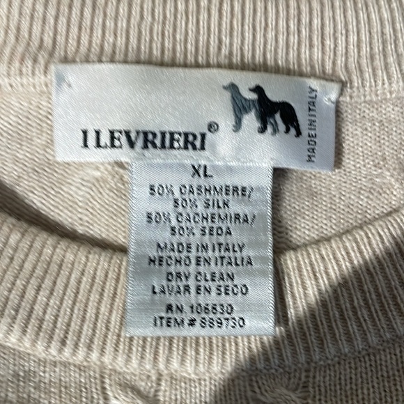 I Levrieri men’s sweater 50 cashmere 50 silk made in Italy Tan men’s XL - Picture 3 of 4